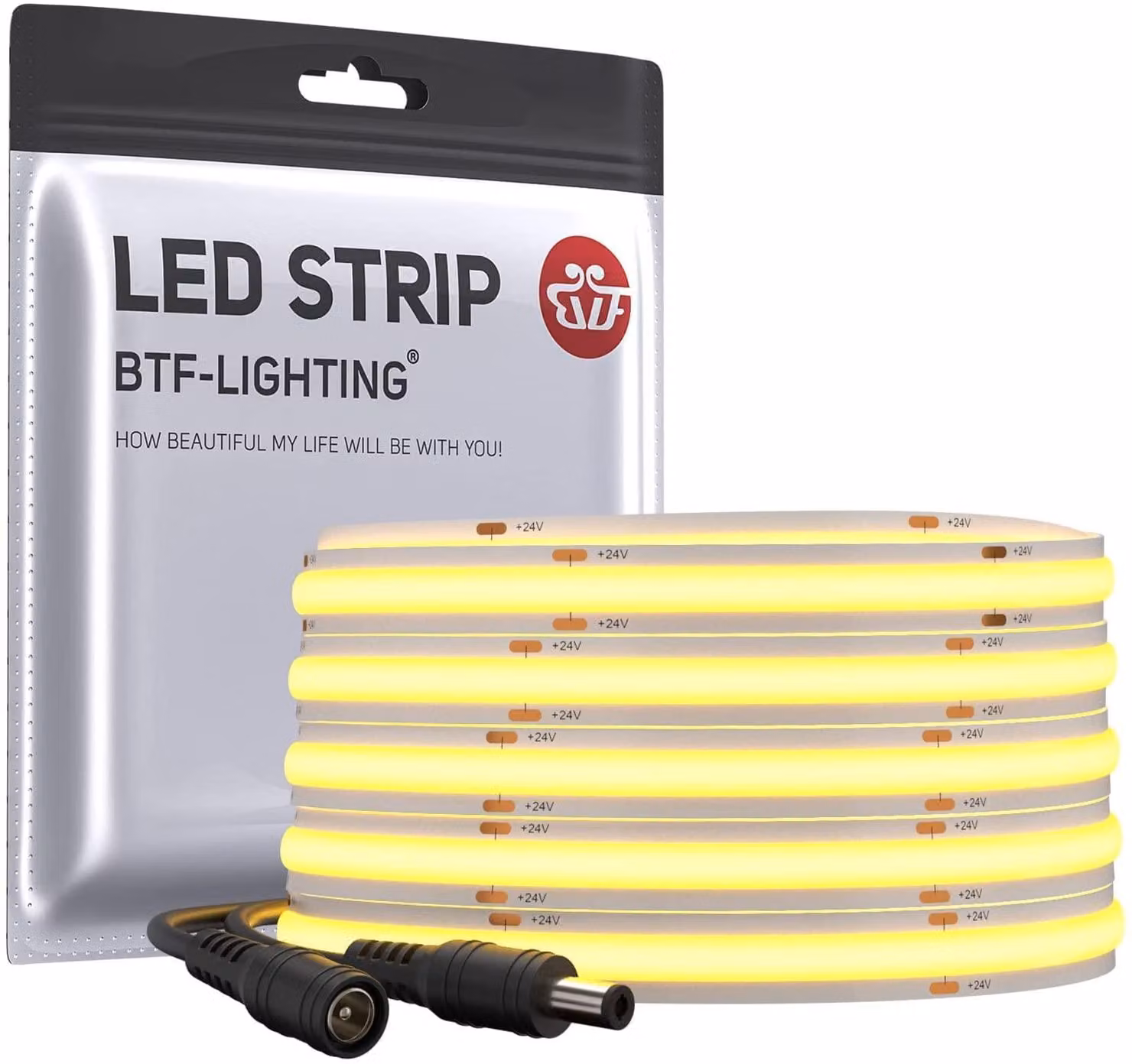Striscia LED, 5 metri, 480 LED/metro, luce bianco caldo, 3000K, alimentazione 24V DC, dimmerabile