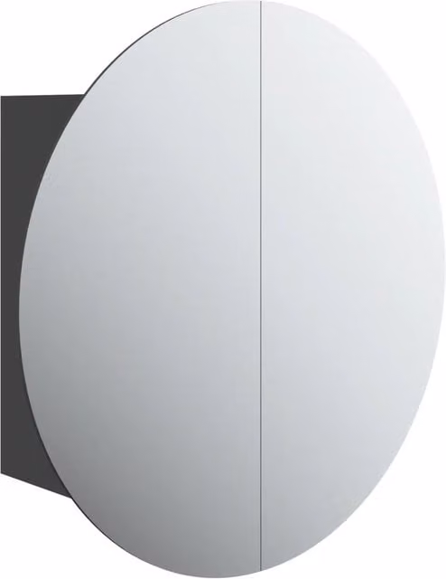 Armadio da Bagno Moderno DESIGN IN con Specchio Rotondo e Illuminazione LED Nero L/P/H: 40 x 40 x 17,5 cm