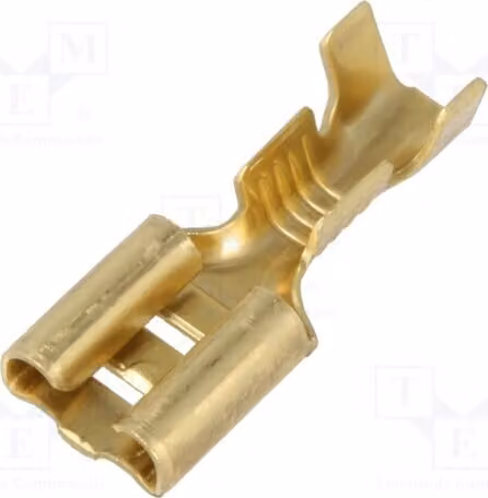 10 connettori a crimpare: piatti, spessore 0,8 mm, per cavi da 1 a 2,5 mm², femmina, diametro 6,3 mm, per cavi isolati (modello 3833.60)