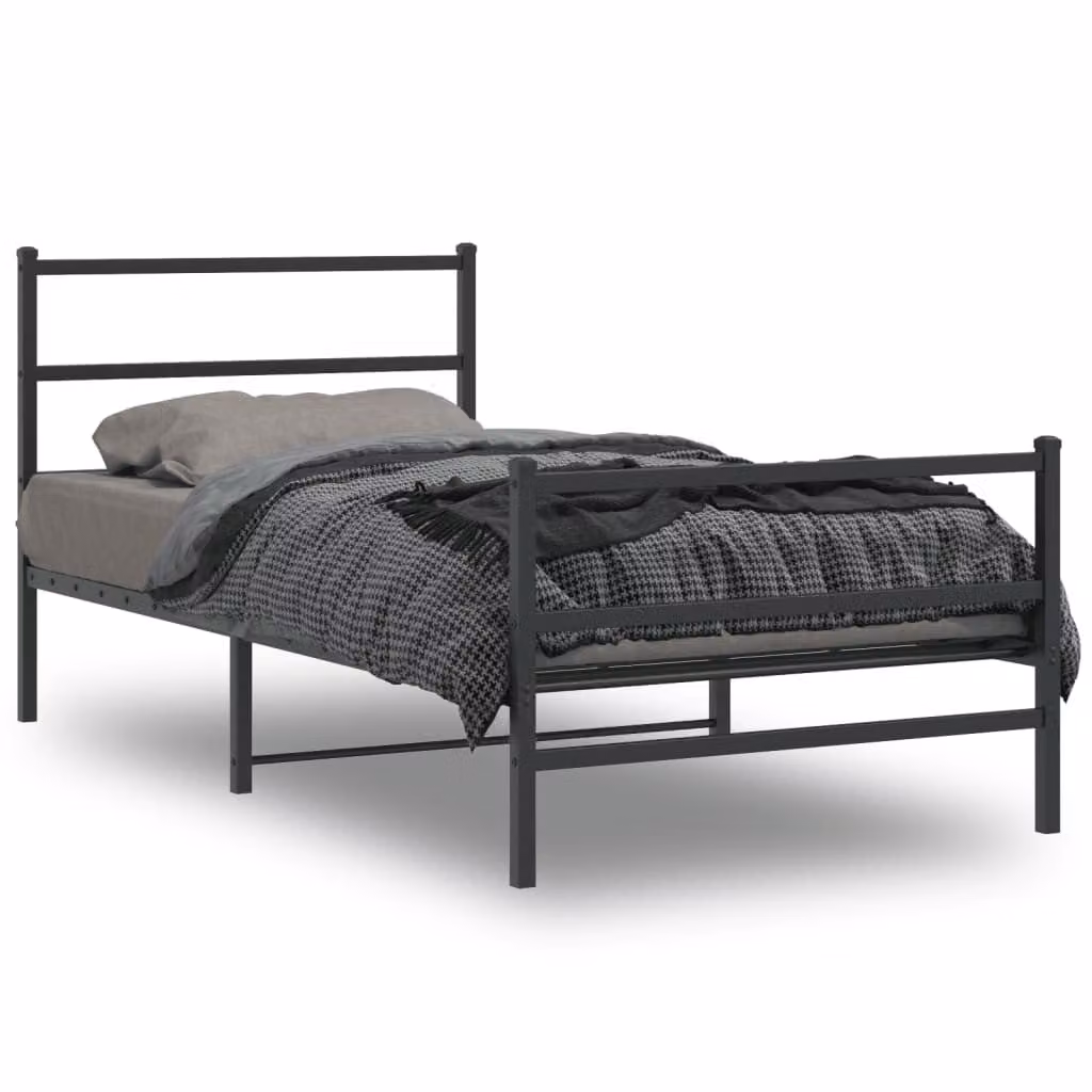 vidaXL Giroletto con Testiera e Pediera in Metallo Nero L/P: 100 x 200 cm