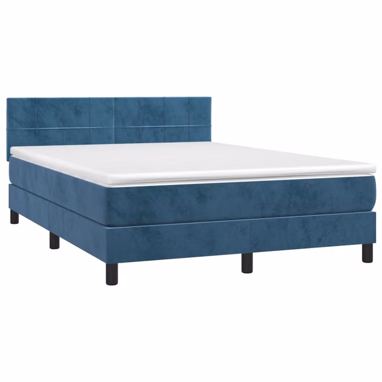 Giroletto a Molle con Materasso Blu Scuro 140x190 cm in Velluto