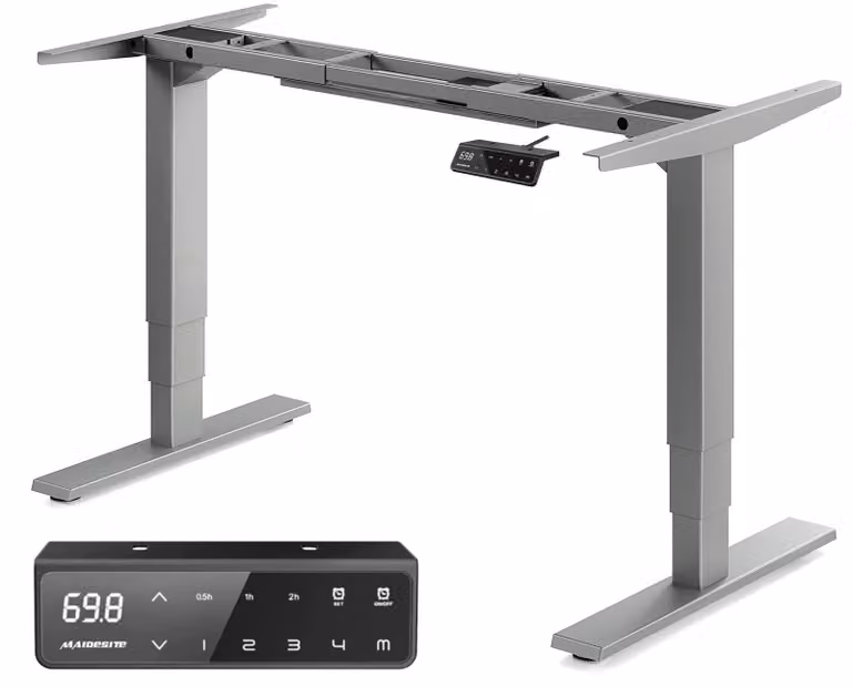 Struttura regolabile elettricamente per scrivania - Altezza regolabile da 62 a 125 cm - Larghezza 180 cm - Metallo grigio - Ufficio