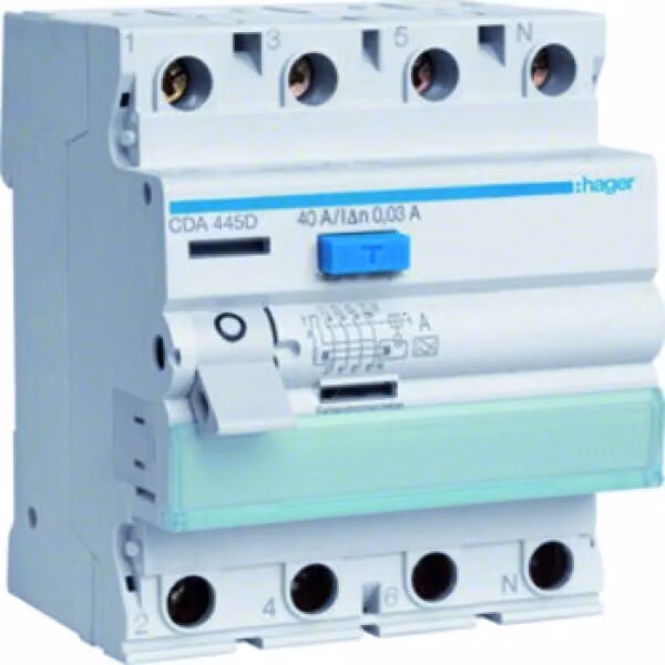 Hager FI 4P 6KA 40A 30MA TIPO A VS (CDA445D)