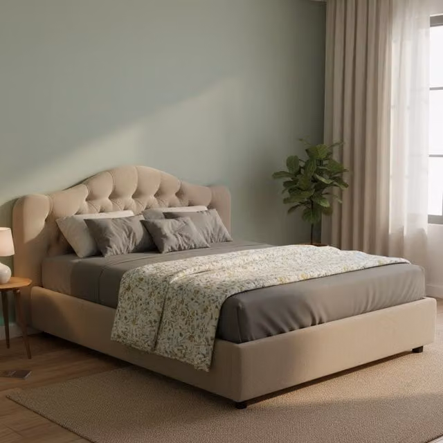 Letto Matrimoniale Arex Dmora Sfoderabile Grigio e Beige L/P/H: 160 x 200 cm