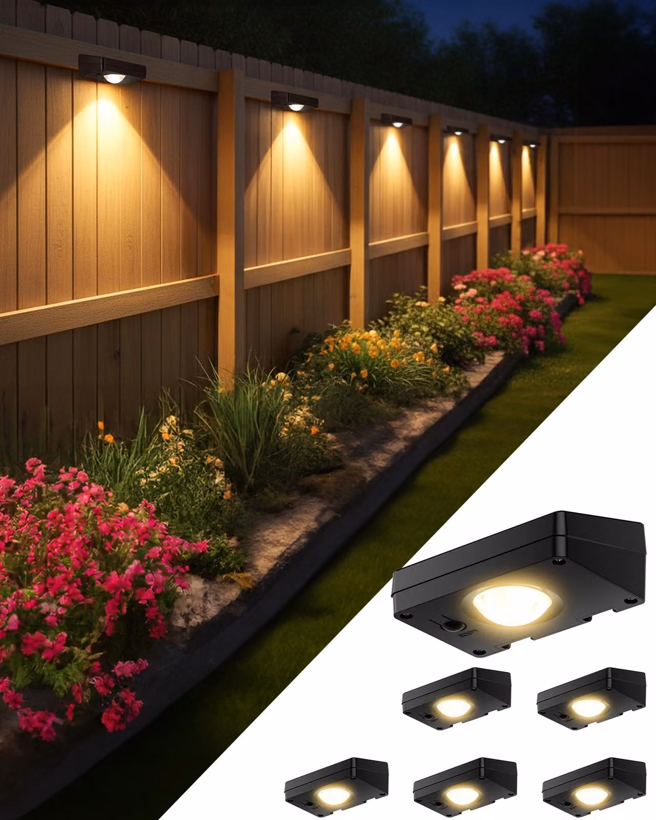 Lampada da parete a energia solare per esterni, confezione da 6 pezzi, 3 temperature di colore, grado di protezione IP65 (resistente all'acqua)