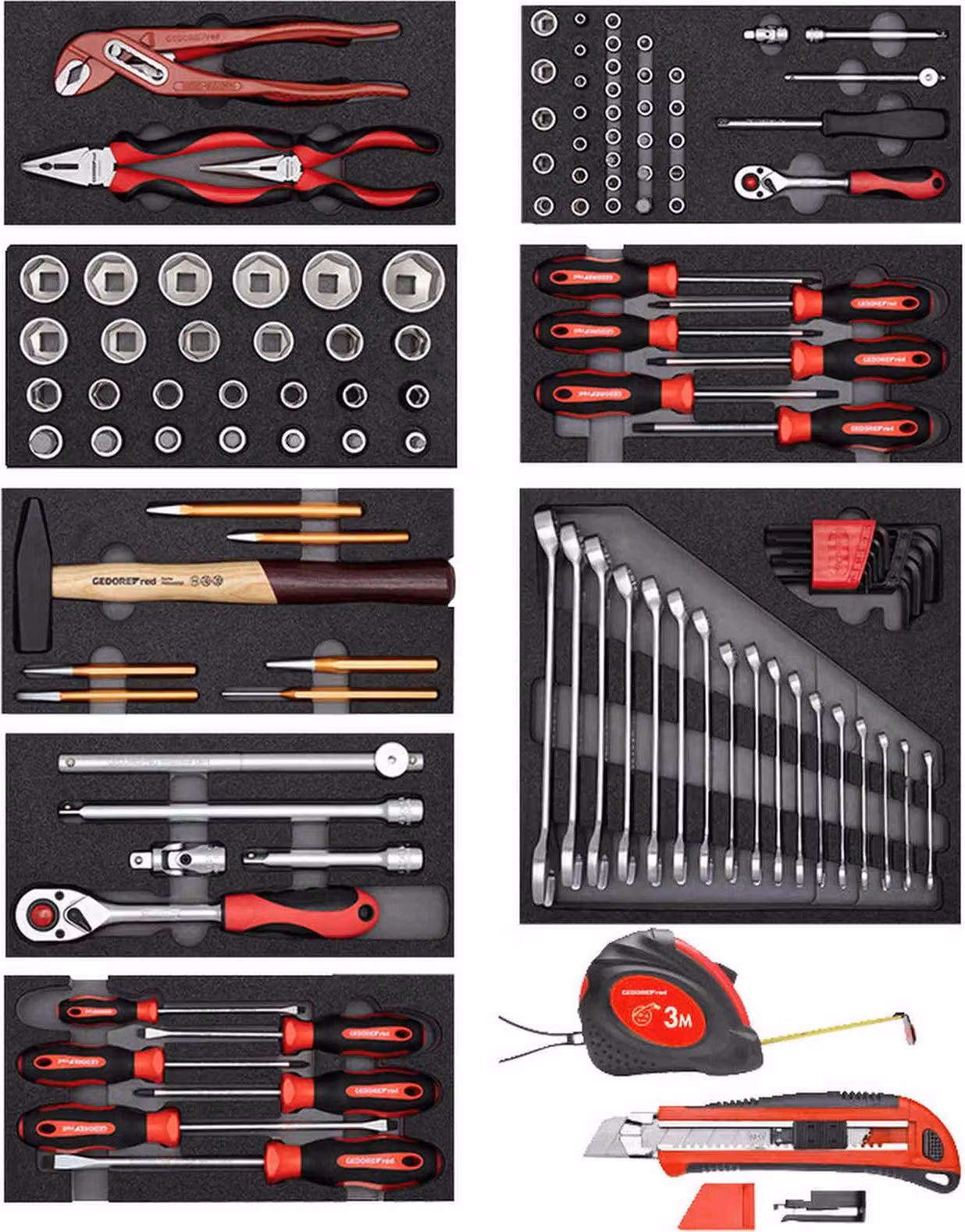 GEDORE rosso R21010001 Set di utensili 8x moduli CT 119 pezzi, 3301656