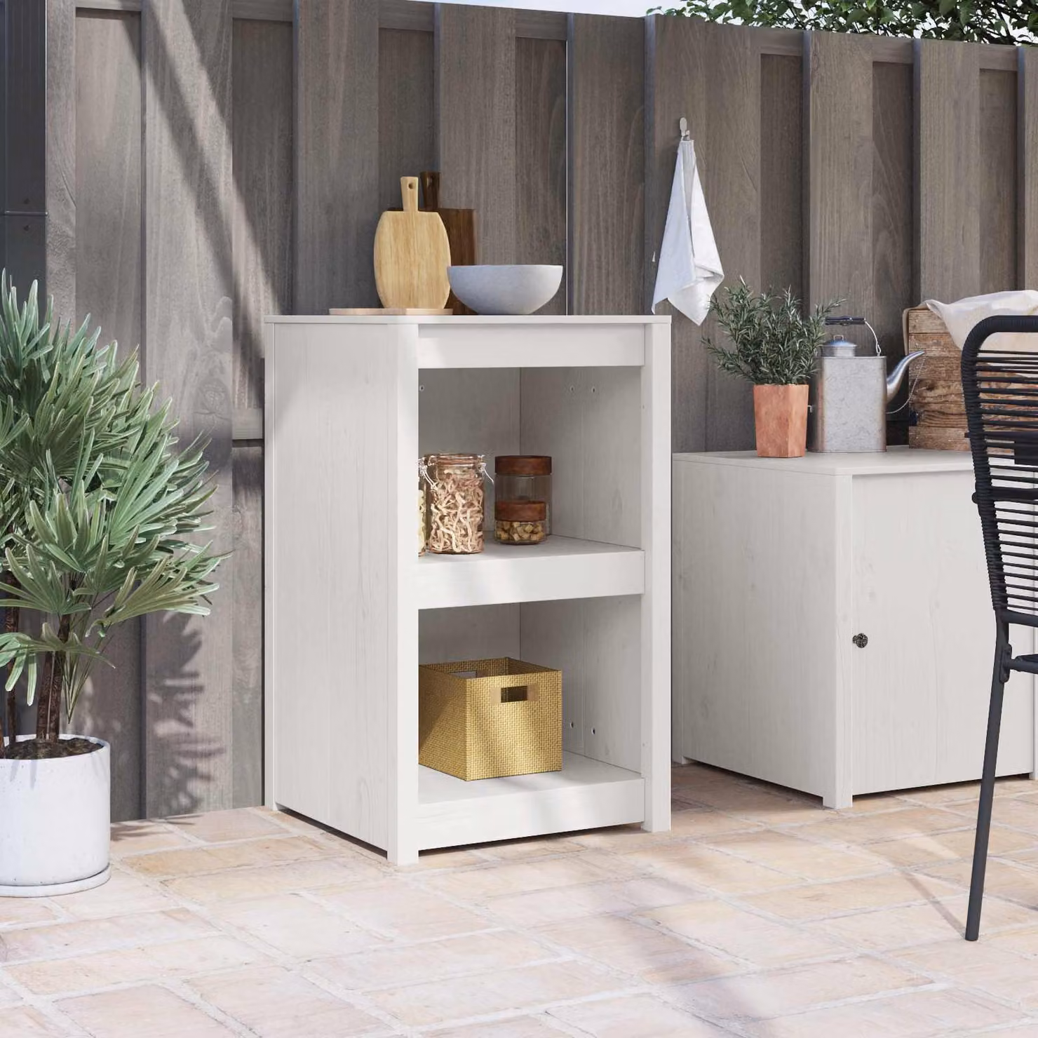 Mobile da cucina vidaXL MEPPEL in pino massello bianco L/P/H: 55 x 55 x 92 cm