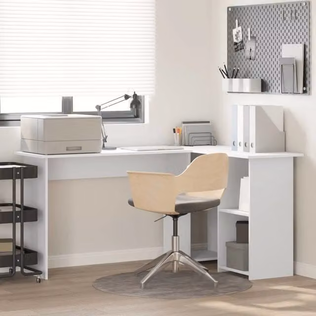 Scrivania angolare moderna vidaXL in MDF bianco L/P/H: 142 x 102 x 73 cm – 1