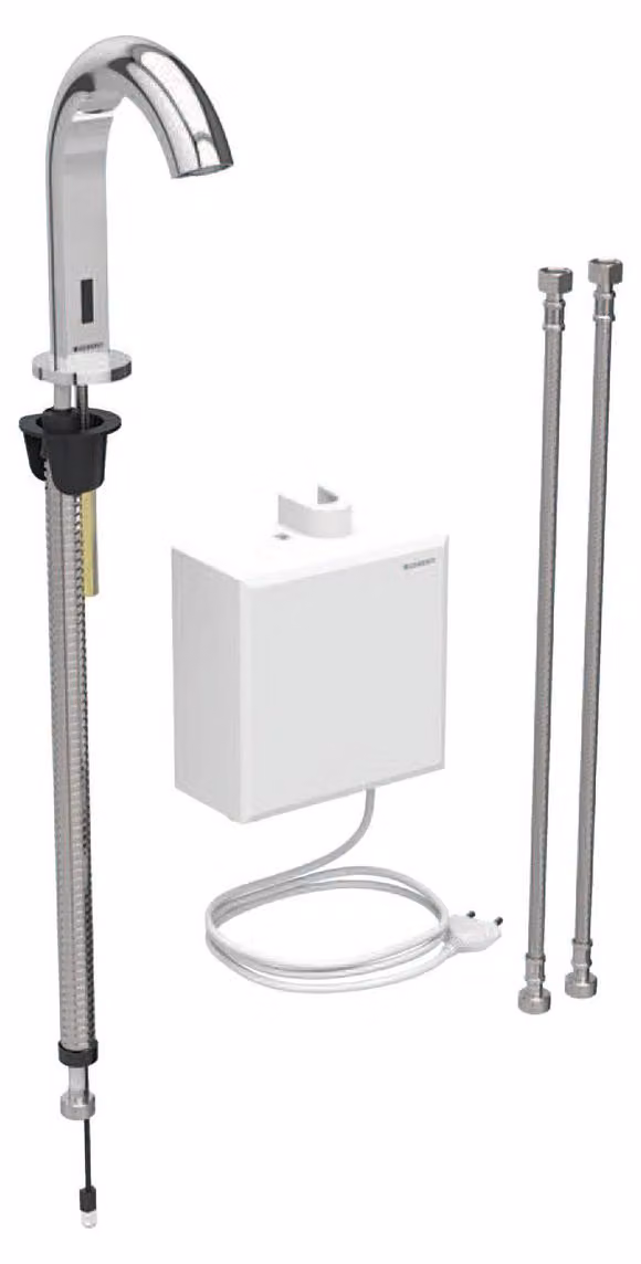 Robinetterie de lavabo Geberit Piave, saillie 167mm, alimentation au réseau, avec mitigeur thermostatique, avec boîtier de fonction AP, 116.167.21.1, 116.167.21.1