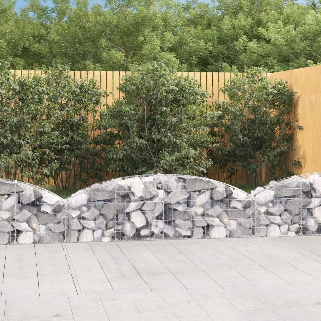 Cesto Gabbione ad Arco vidaXL in Acciaio Zincato Grigio L: 200 cm, P: 30 cm, H: 40/60 cm
