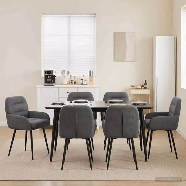 Set di 6 sedie da pranzo moderne vidaXL in velluto grigio con struttura in metallo L/P/H: 59 x 59,5 x 90 cm – 1
