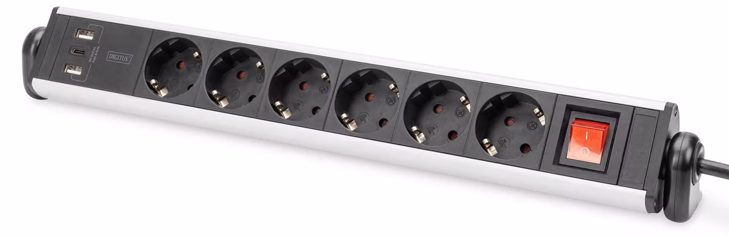 Digitus DA-70624 DIGITUS 6-fach Office-Steckdosenleiste mit 3xUSB-Anschlüssen
