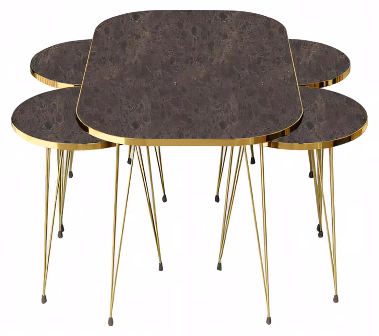 Eleganter brauner Couchtisch mit vier Beistelltischen aus Holz