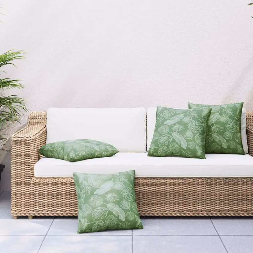 Set di 4 cuscini decorativi vidaXL con motivo floreale verde in poliestere, L/P/H: 60 x 60 x 60 cm
