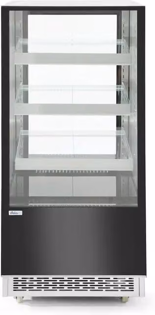 Vetrina refrigerata HENDI in acciaio inox e vetro con 3 ripiani inclinati, colore nero