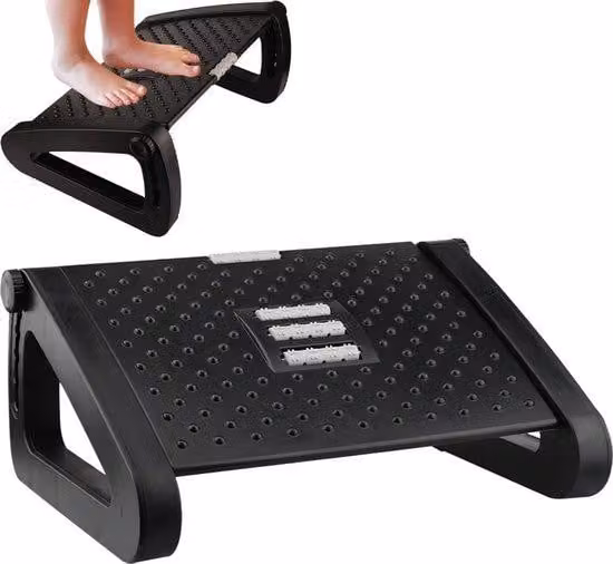 Poggiapiedi ergonomico, regolabile in altezza, con funzione massaggio, per la casa e l'ufficio