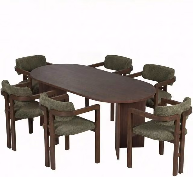 Set di tavolo e sedie Hanah Home Meridia 6 in legno e laminato, 7 pezzi, colore verde e marrone, L/P/H: 180 x 90 x 75 cm – 1