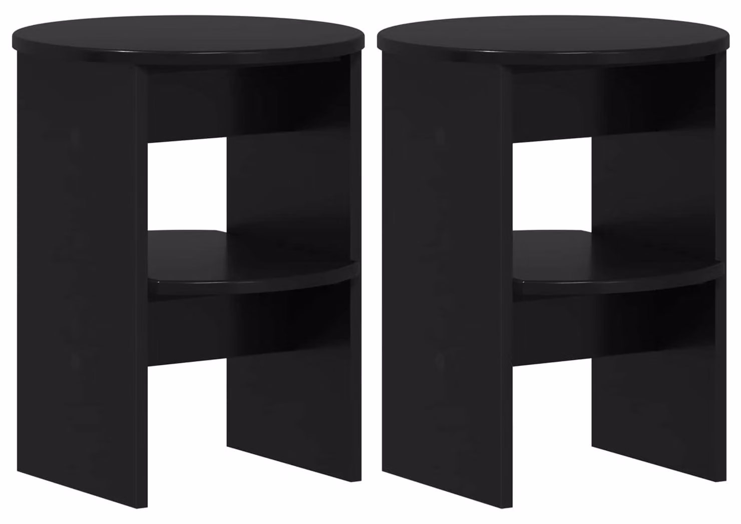 Mobile laterale 2 pcs Nero Ø40 x 50 cm Legno ingegnerizzato