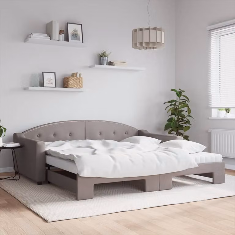Maison Exclusive - Divano letto estraibile con materassi color taupe 100x200 cm in tessuto