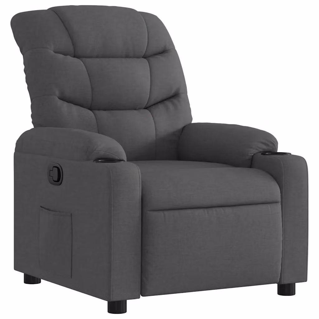 Poltrona Reclinabile Relax vidaXL in Tessuto Grigio con Braccioli e Regolazione Manuale – 2