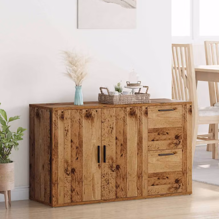 Credenza moderna vidaXL in legno ingegnerizzato e metallo, colore marrone, L 100 x P 33 x H 59.5 cm
