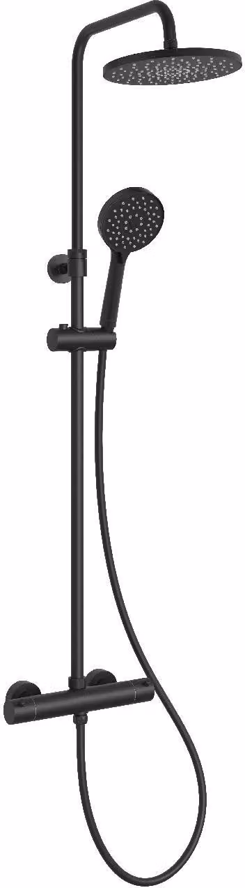 kielle Oudee - Set doccia con termostato, 228 mm, 3 getti, nero opaco 20602024