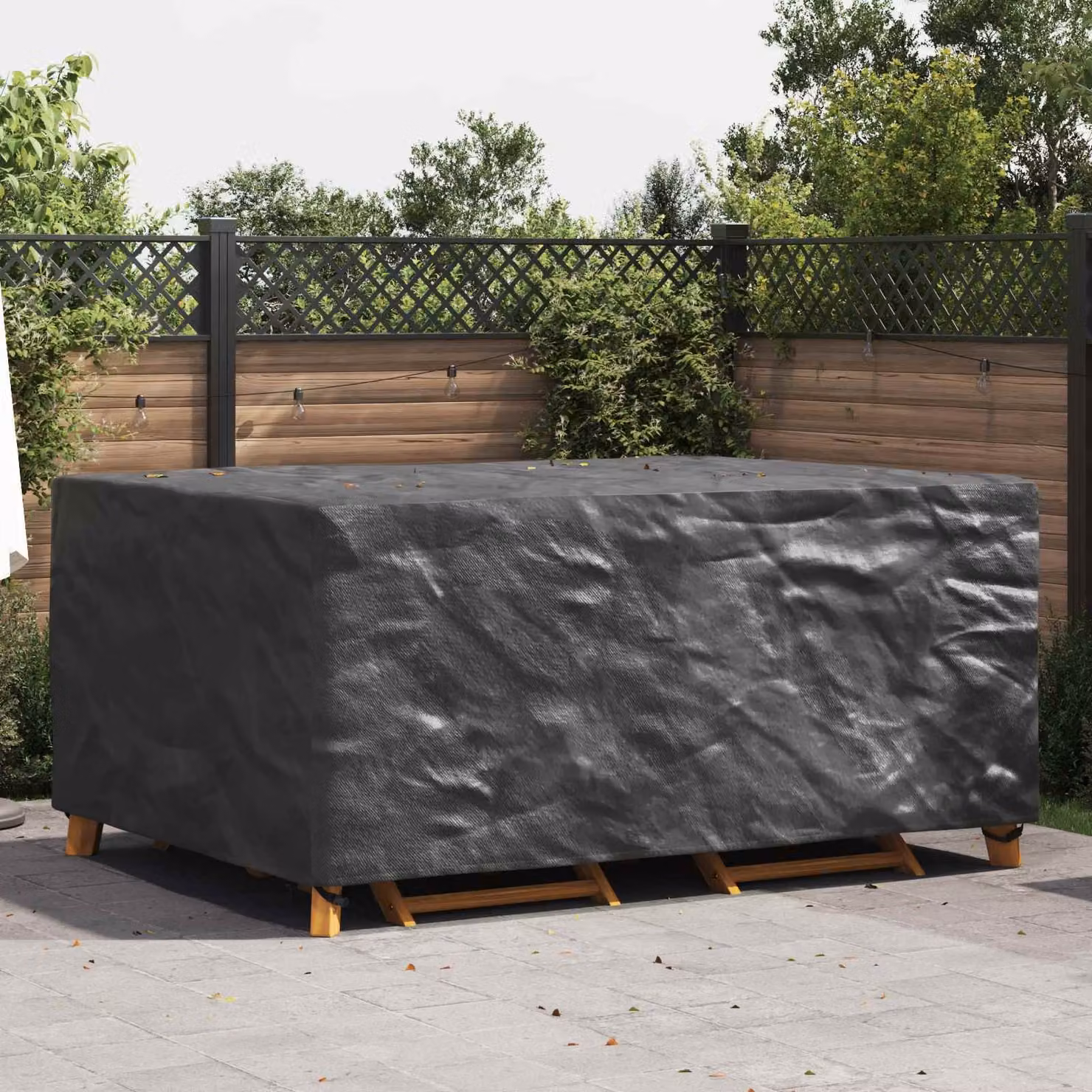Copertura per mobili vidaXL impermeabile, tinta unita nera, L: 240 cm, P: 180 cm, H: 100 cm