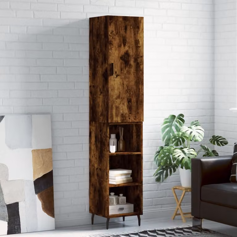 Credenza moderna vidaXL in legno e metallo marrone con ante a battente, L/P/H: 34,5 x 34 x 180 cm