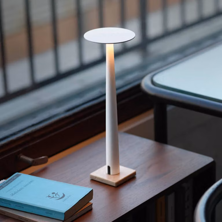 Nemo Lampada da tavolo a LED Portofino, dimmerabile, Bianco / Opale, Soggiorno / Sala da pranzo, Pietra, Moderno, Lampada da tavolo LED