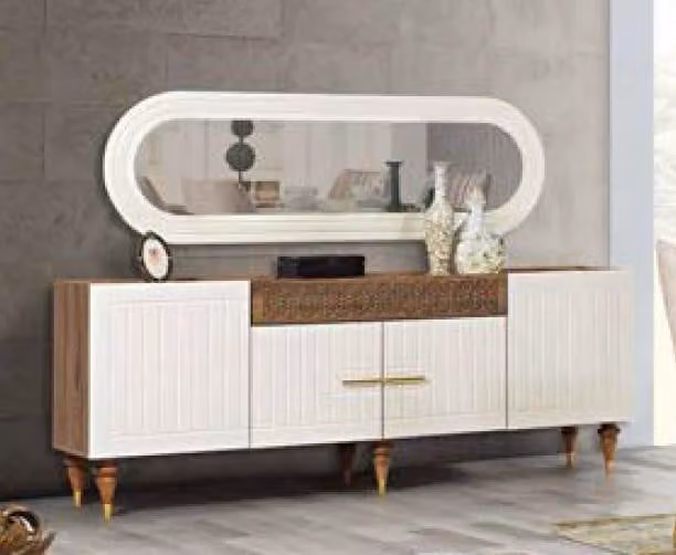 Kommode Schubladen Holz Sideboard Spiegel Massiv Kommoden Wohnzimmer Sidebaords