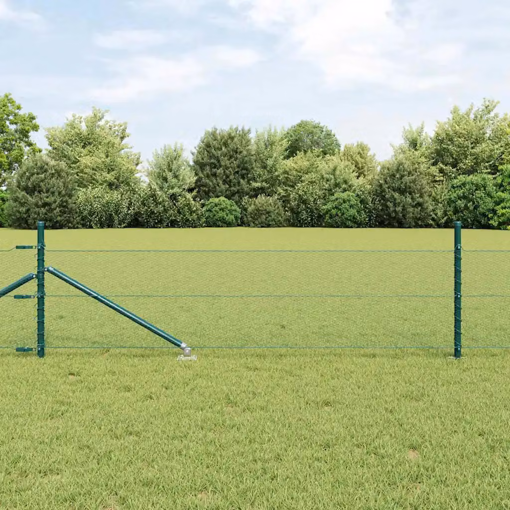 Recinzione esagonale con palo vidaXL in acciaio rivestito in PVC verde, L: 50 m, H: 0,4 m – 1