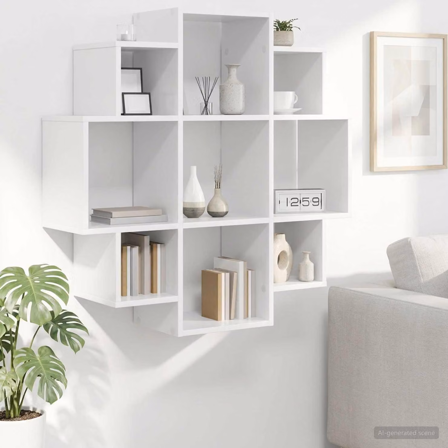 vidaXL Scaffale da parete Bianco in MDF per Soggiorno L 90 x P 25 x H 90 cm