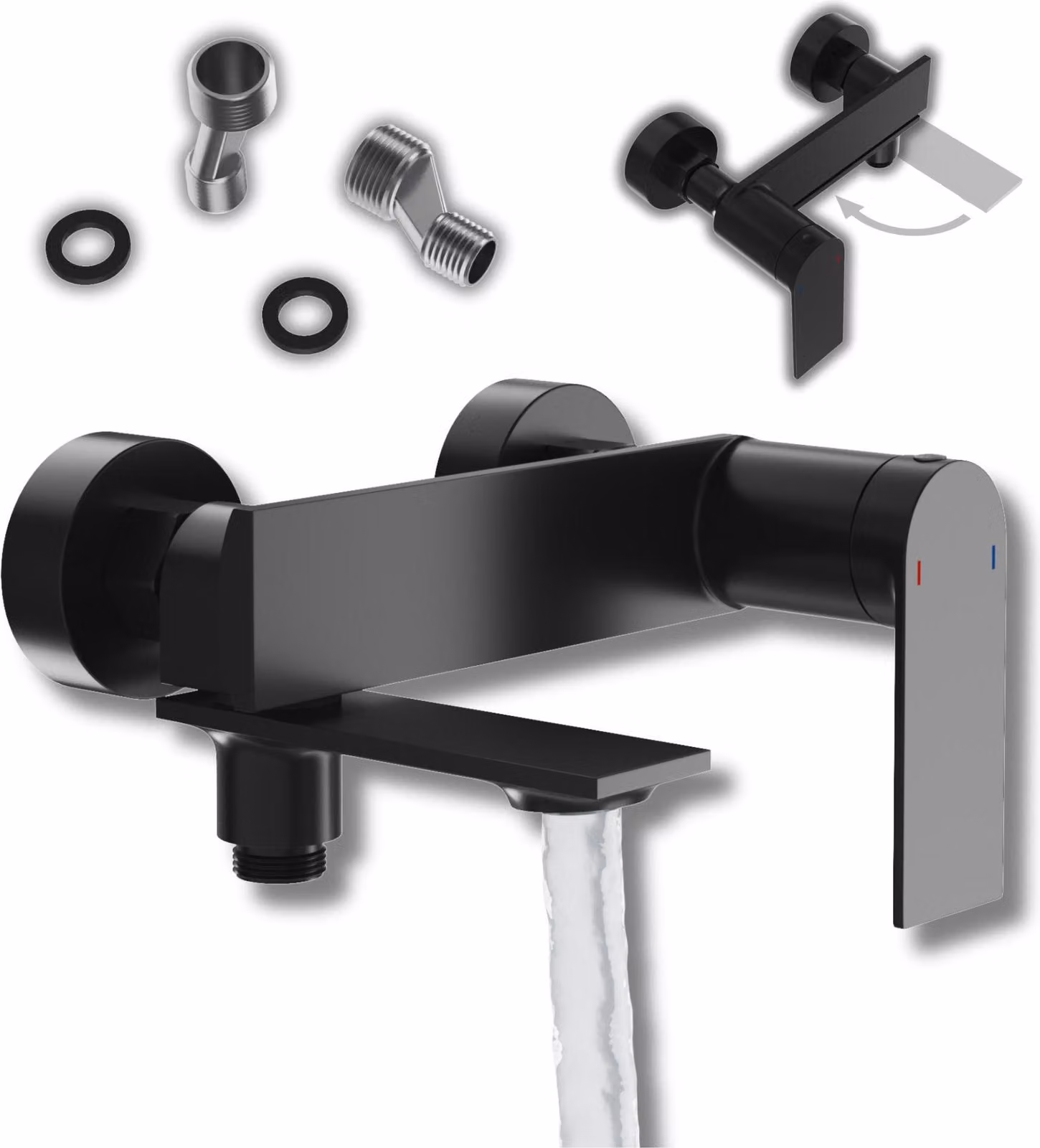 Granitan - Miscelatore vasca - Rubinetto vasca altezza 11,8 cm - Miscelatore nero - CABO