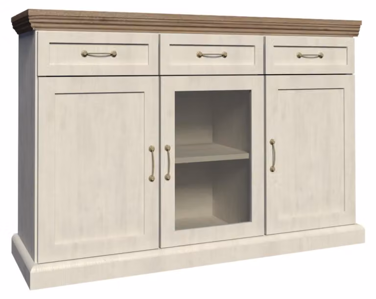 Cassettiera combinata in vetro ELDOR - Pino nordico / Rovere selvatico