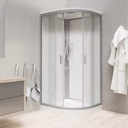 Mereo Box doccia - Box doccia 800x800 mm, con tettoia, satinato/bianco/vetro Point CK35172KMSW