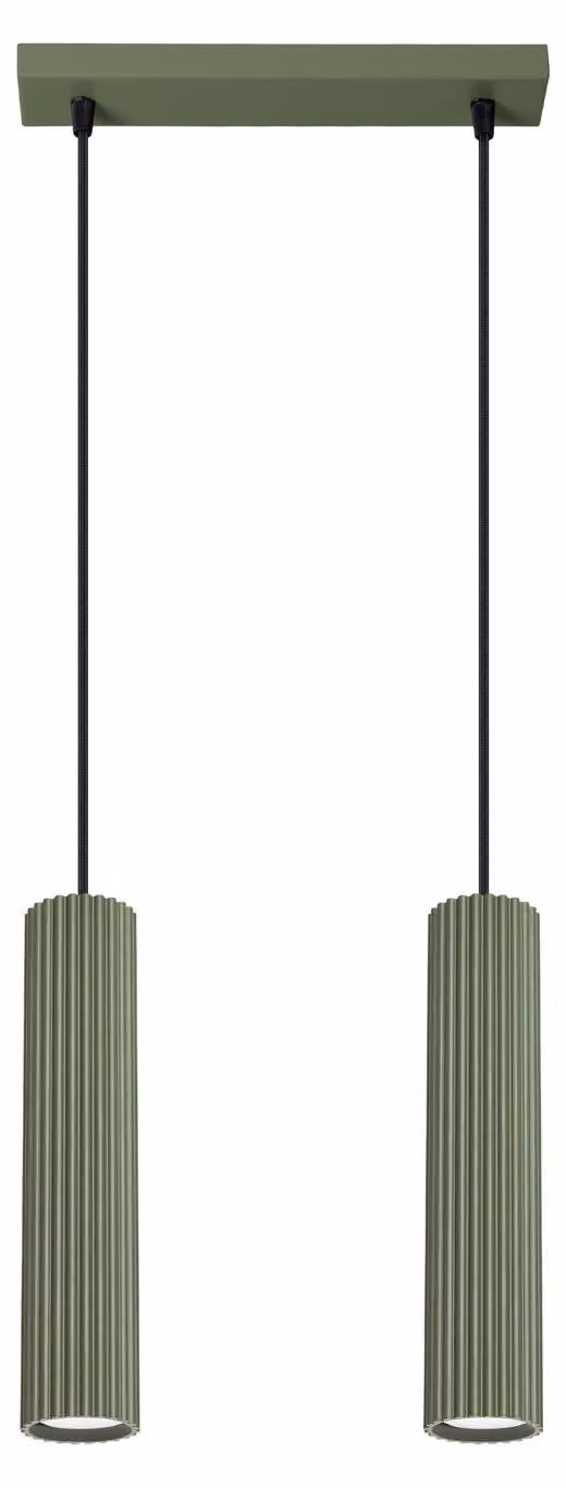 Lampada a sospensione KARBON 2 verde oliva 2xGU10 10W alluminio 90x6.5x30cm Sollux Lighting