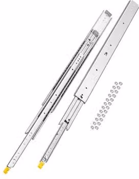 Coppia di guide per cassetti a estensione completa VEVOR con cuscinetti a sfera e serratura, colore argento, L: 99,8 cm, P: 7,6 cm, H: 1,95 cm