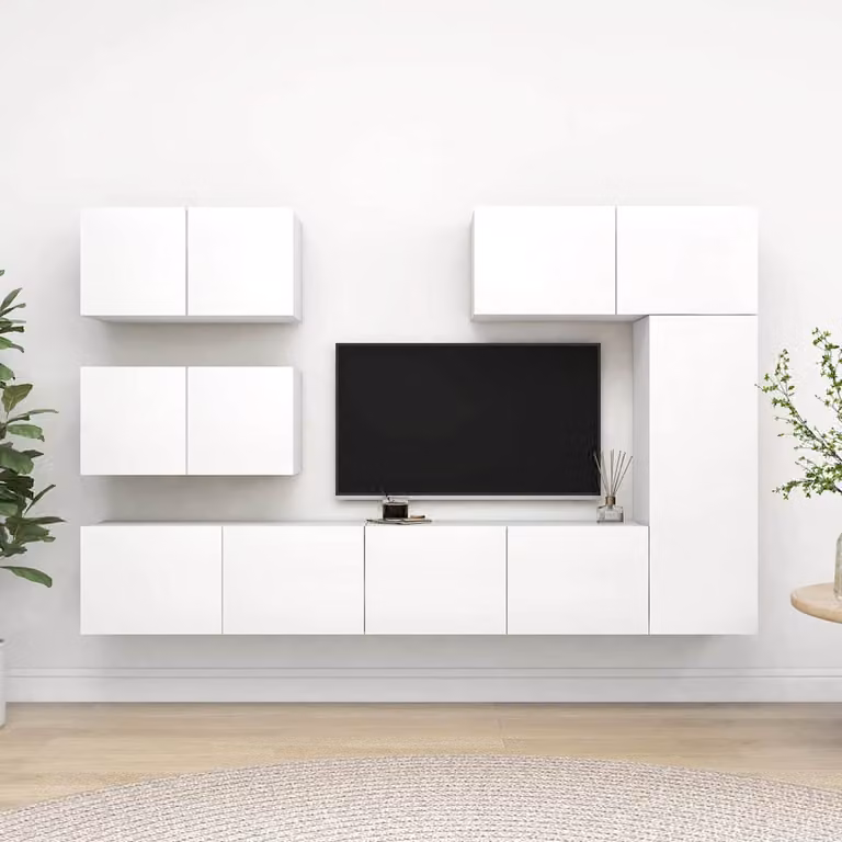 Set di mobili porta TV moderno vidaXL in 6 pezzi bianco in legno e MDF per il tuo soggiorno