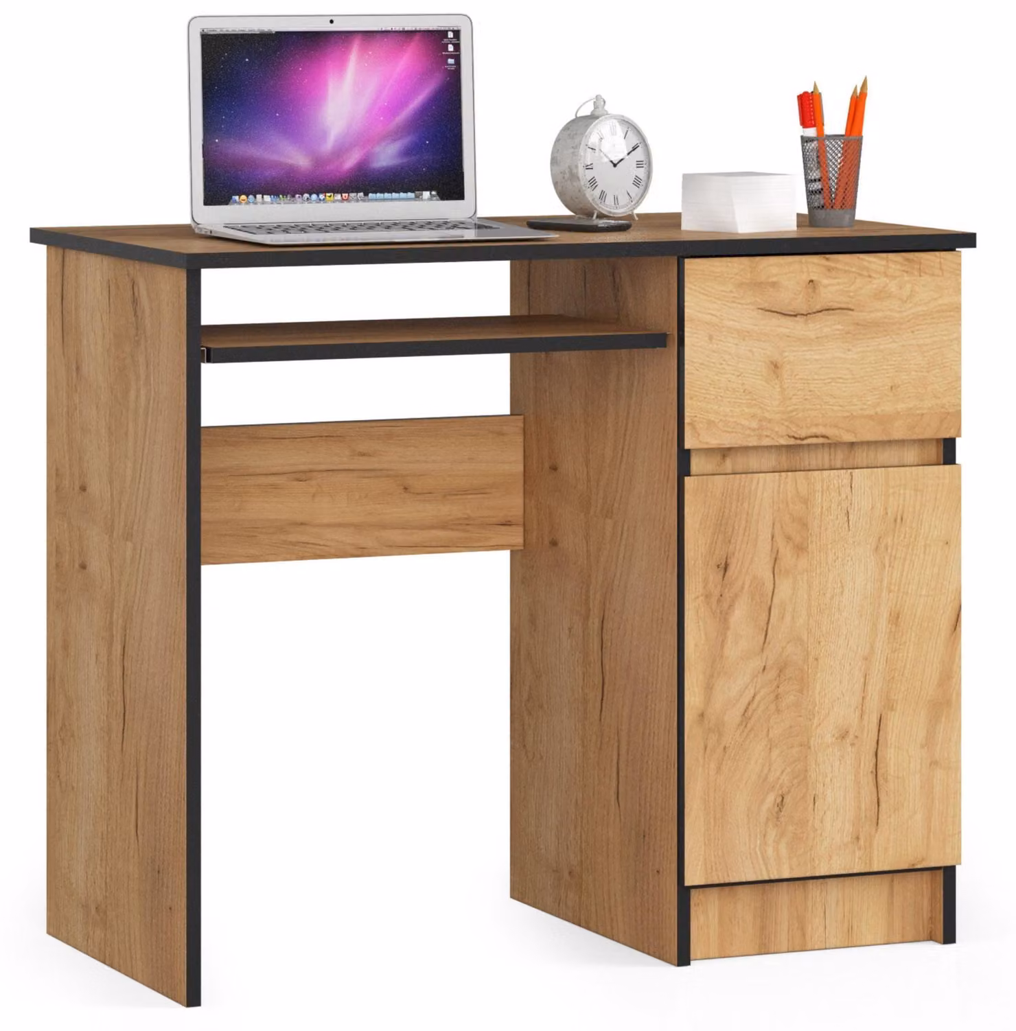 Scrivania per computer da 90 cm | Scrivania | con cassetto porta tastiera e vano portaoggetti