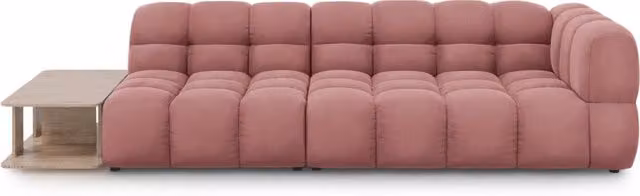 Divano modulare Sky di Cosmopolitan Design, modello a L con 4 posti, rivestimento in velluto rosa, L/P/H: 297 x 174 x 85 cm
