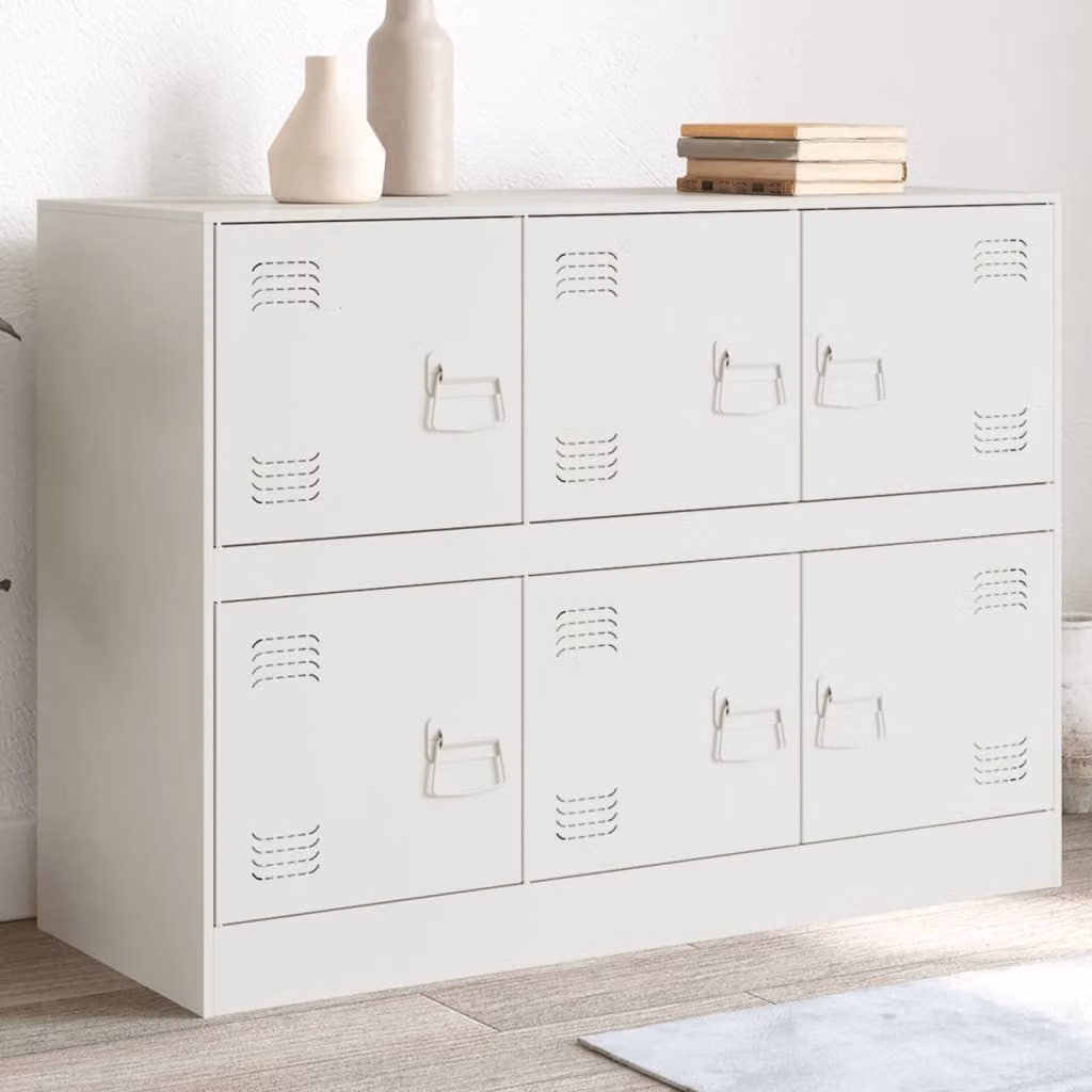 Credenza moderna vidaXL in metallo bianco L: 99 cm, P: 39 cm, H: 73 cm