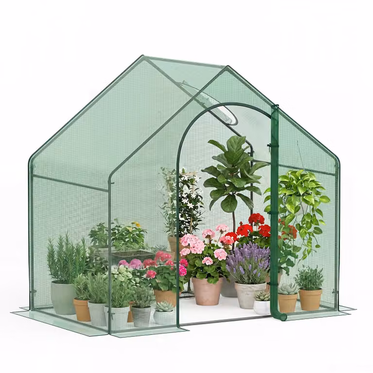 KOMFOTTEU, serra da giardino 180 x 100 x 168 cm, serra per pomodori con struttura in metallo e copertura in PE, serra a tunnel con porta con cerniera e finestre, tenda per l'inverno per giardino, terrazza, aree verdi