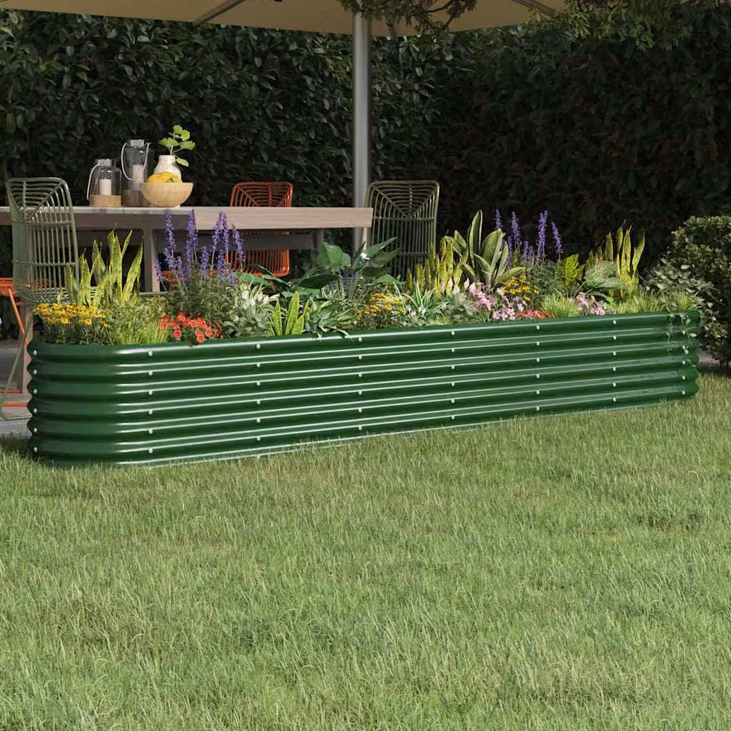 Letto rialzato da giardino vidaXL in acciaio zincato verde L: 260 cm, P: 40 cm, H: 36 cm