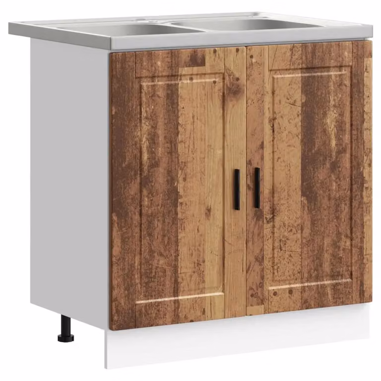 Set di 2 mobili per lavabo vidaXL moderni in MDF marrone L: 80 cm, P: 46 cm, H: 81,5 cm