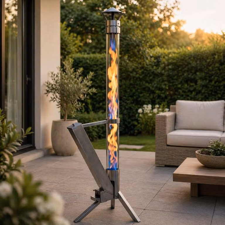 Camino classico, in acciaio inossidabile, altezza 132,2 cm, per esterni
