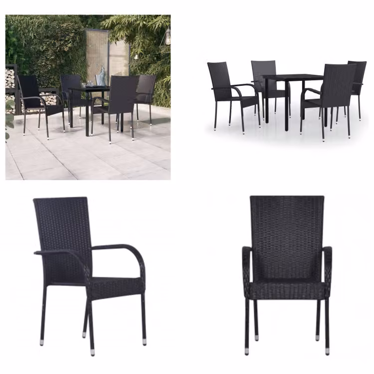 vidaXL Set da pranzo da giardino 5 pezzi nero - Set da pranzo da giardino - Set da pranzo da giardino - Set di mobili da giardino - Set di mobili da giardino