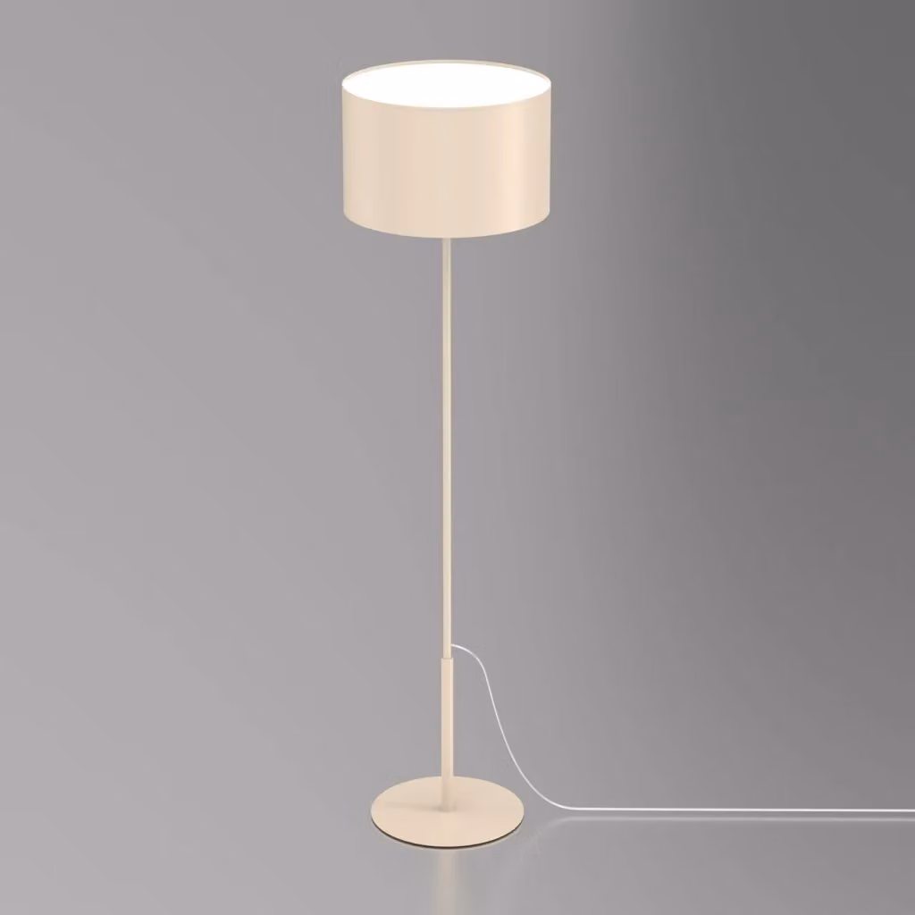Lampada da terra classica Arden Luminex beige in metallo con paralume in tessuto cilindrico, attacco E27, dimmerabile – 2