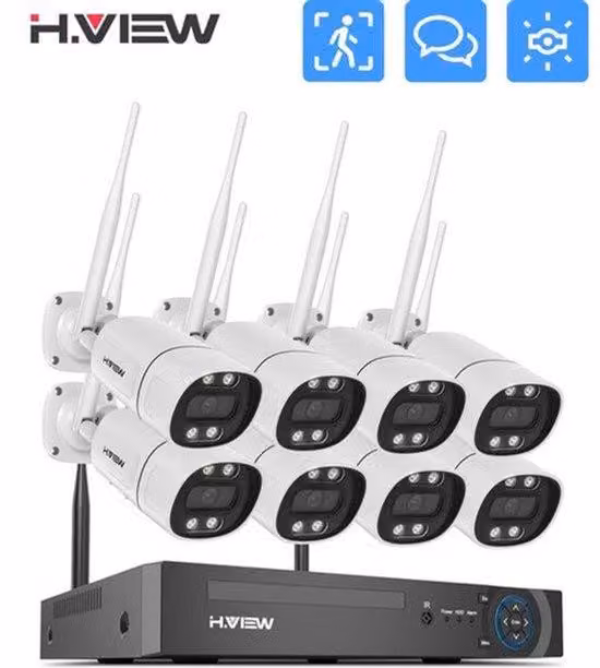 Kit di telecamere di sicurezza, 4 pezzi - 5MP, Wi-Fi, wireless - Disco rigido interno da 4T - Adatte per interni ed esterni