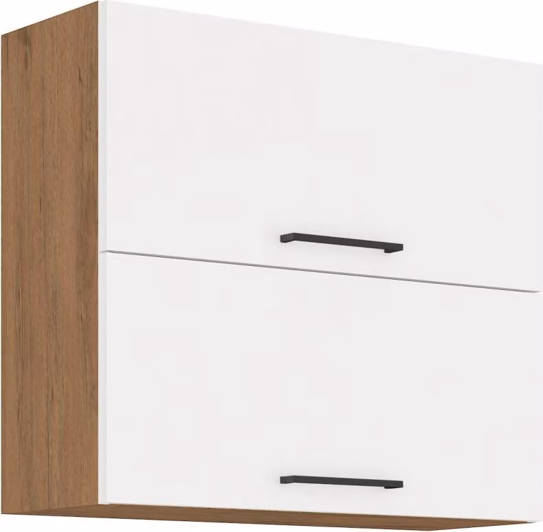 Armadietto superiore a battente VANYA - larghezza 80 cm, bianco / rovere lancelot