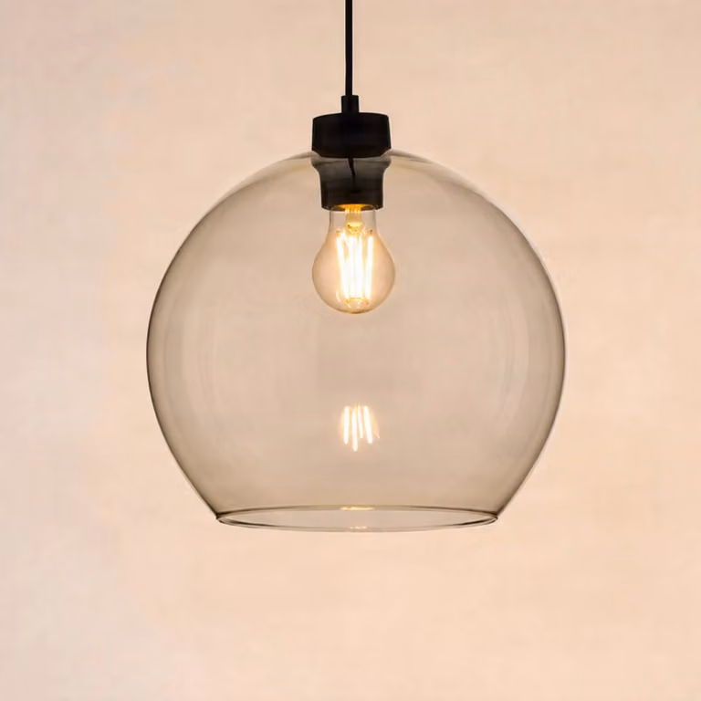 Lampada a sospensione in vetro Cubus TK Lighting, dimmerabile, Crema / Ambra, Soggiorno / Sala da pranzo, Vetro, Moderno, Lampada a sospensione